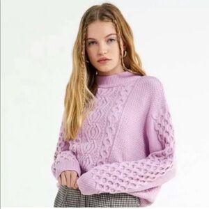 Urban Outfitters Cable Knit Mock Neck Sweater
In Lavender Purple XS